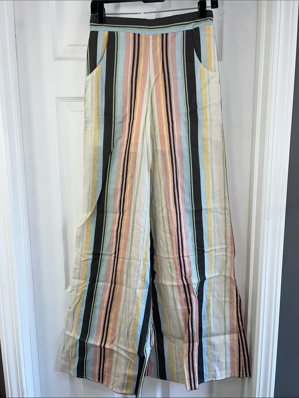 Xhilaration Linen/Cotton Vertical Stripe Wide-Leg Pants Bell bottom Inseam 31”